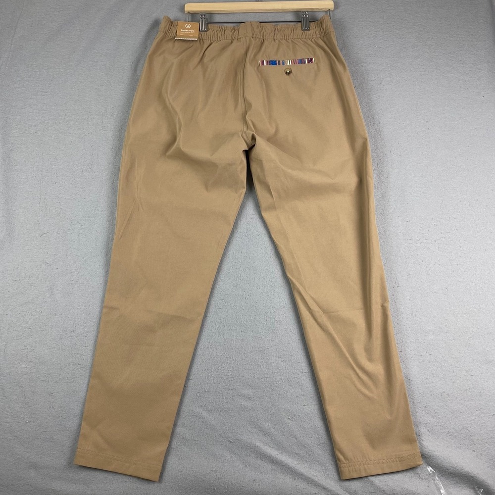 Wowie Sapien Pants Mens Large Stretch Drawstring Tapered Fit Polyester Beige NEW